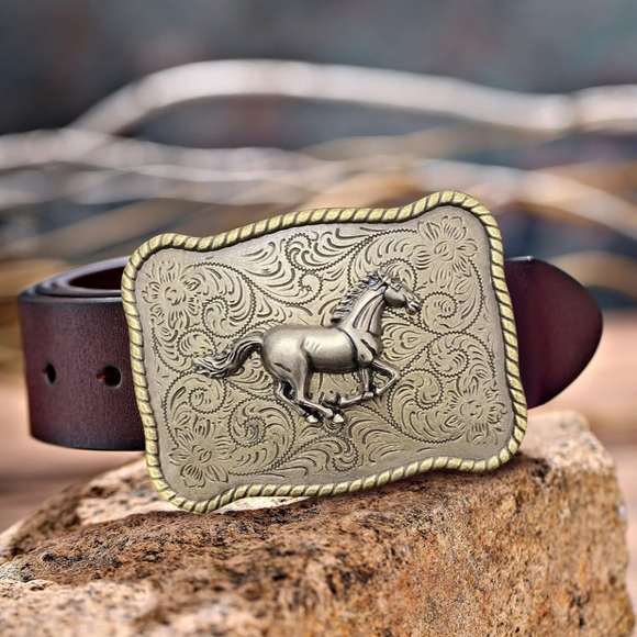New Bronze Color Western horse Belt Buckle Fits 1.5" Inches Belt - Picture 4 of 6